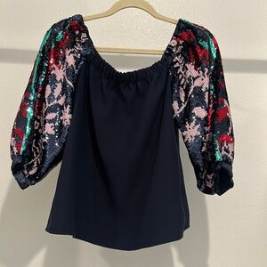 Tanya Taylor Sequined Off Shoulder Top